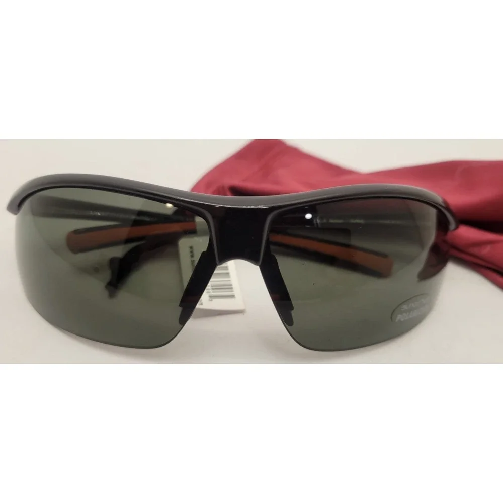 Suncloud Zephyr Polarized Sunglasses Black Orange Wrap Sport Fishing Golf NWat